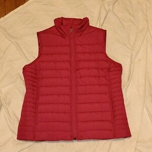 new lands'end puffer vest womens m fuchsia jacket coat